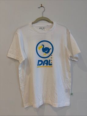 Uniqlo White Tee with Blue Graphic and Animal Crossing Tag